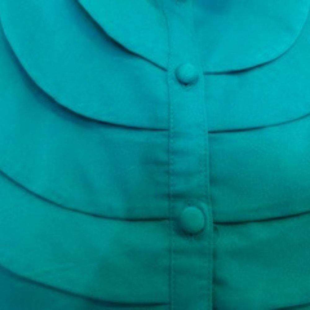 Turquoise Stretch Office Blouse; dress-up or dress-down